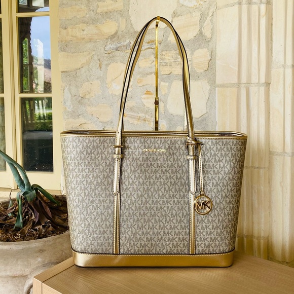 Michael Kors tote Jet set travel Large Pale Gold - Picture 2 of 6
